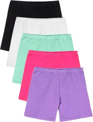 5 Pack Girls Bike Shorts Cotton Cartwheel Shorts for Girls Toddler Under Dress Biker Dance