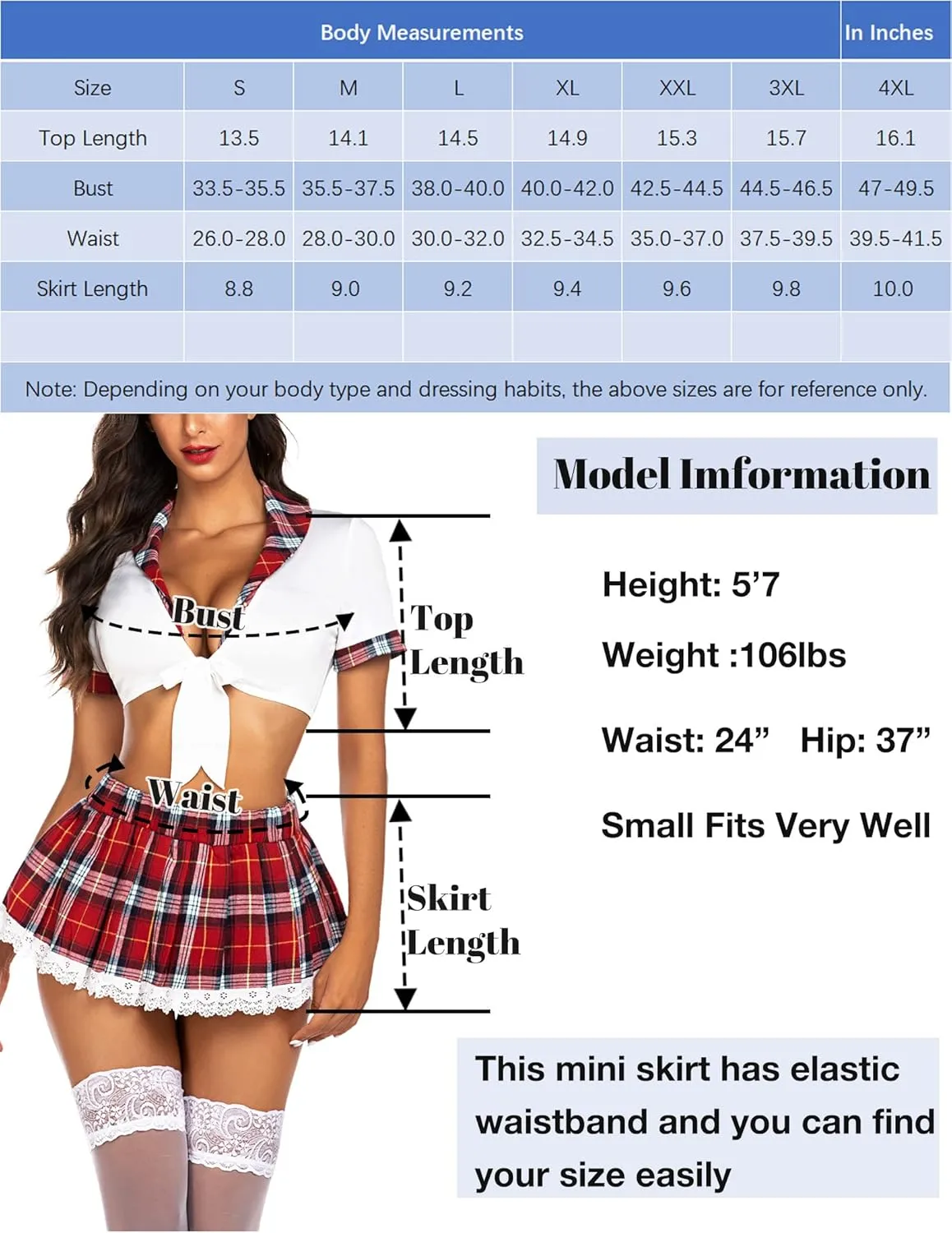 ADOME Lingerie for Women Sexy Schoolgirl Costume 0utfit Lingerie Set Lace Student Cosplay Roleplay with Top and Mini Skirt
