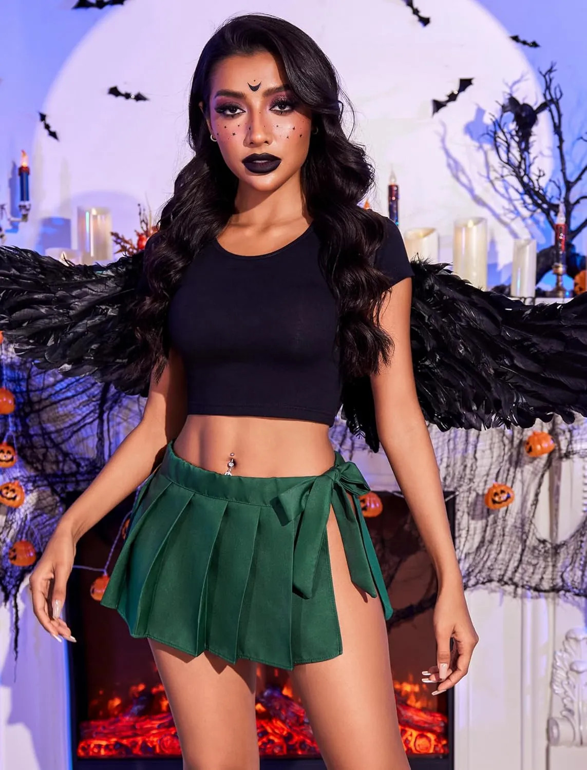 ADOME Women Pleated Mini Skirt Role Play Solid Lingerie Skirts
