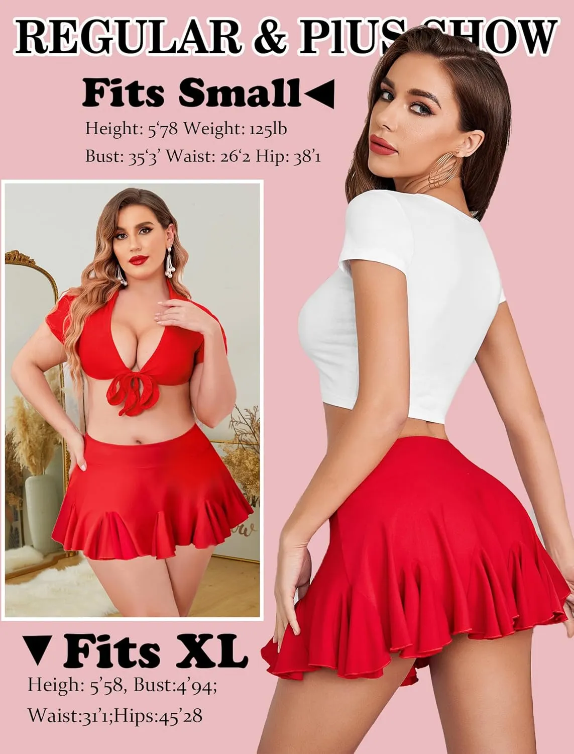 Avidlove Mini Skirt for Women Sexy Pleated Skirts High Waist Skater Skirt Ruffle Lingerie Skirts