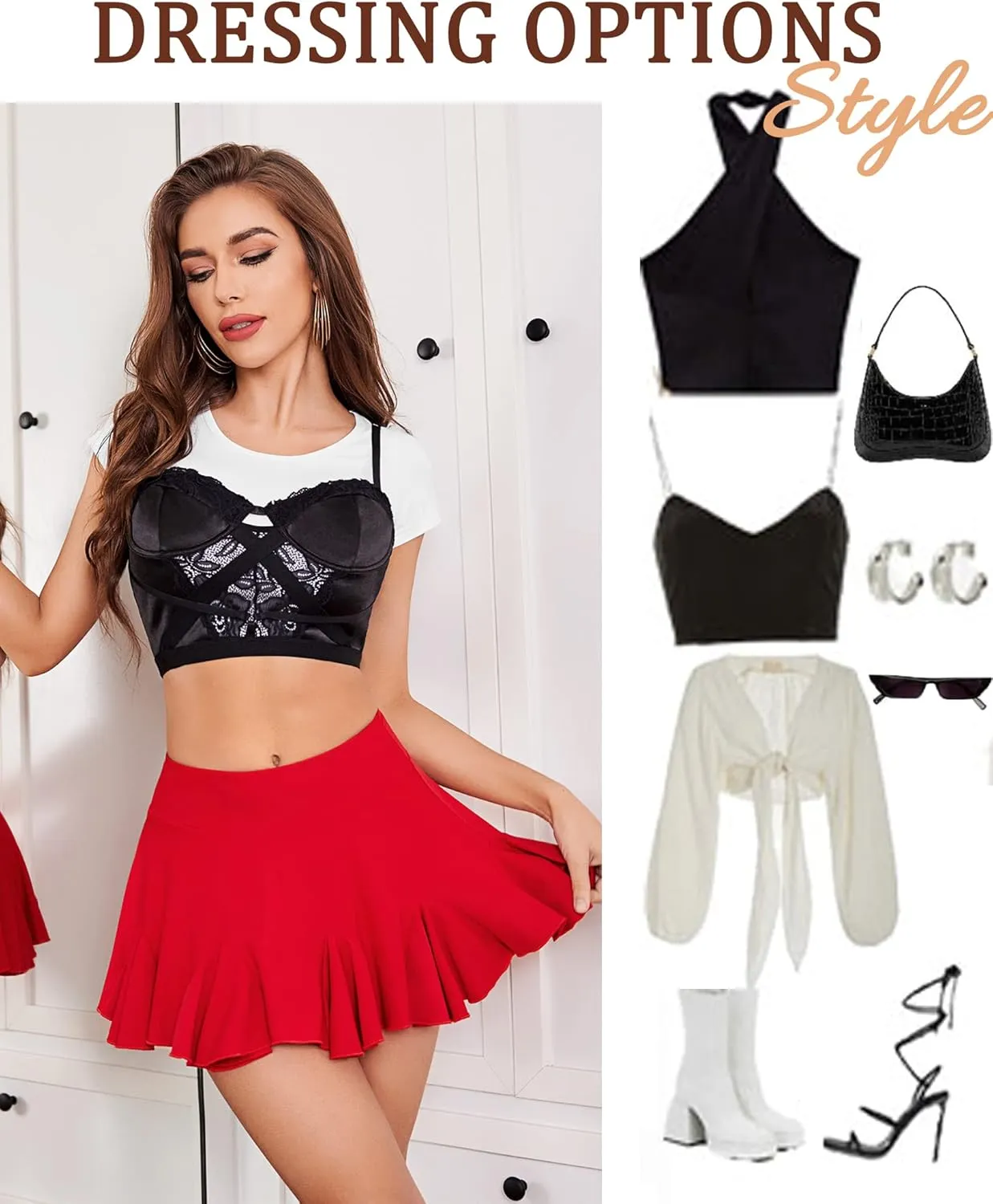 Avidlove Mini Skirt for Women Sexy Pleated Skirts High Waist Skater Skirt Ruffle Lingerie Skirts
