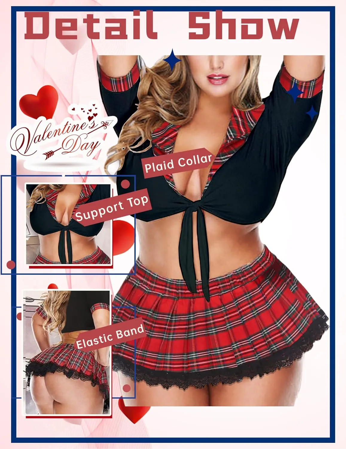 Avidlove Sexy Plus Size Lingerie Set for Women Sexy School Girl Halloween Costumes Cosplay Lingerie with Mini Skirt