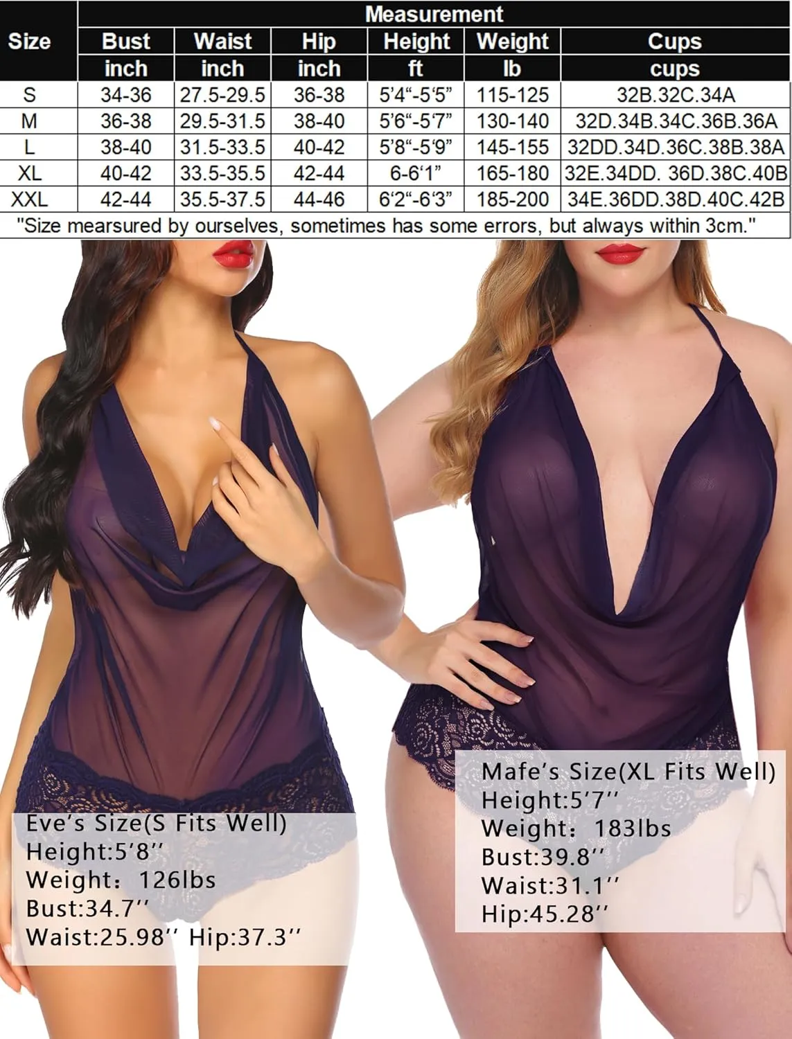 Avidlove Women Sexy Lingerie Teddy One Piece Lace Halter Babydoll Bodysuit