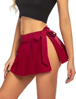 Avidlove Women Sexy Pleated Mini Skirt Role Play Solid Lingerie Skirts
