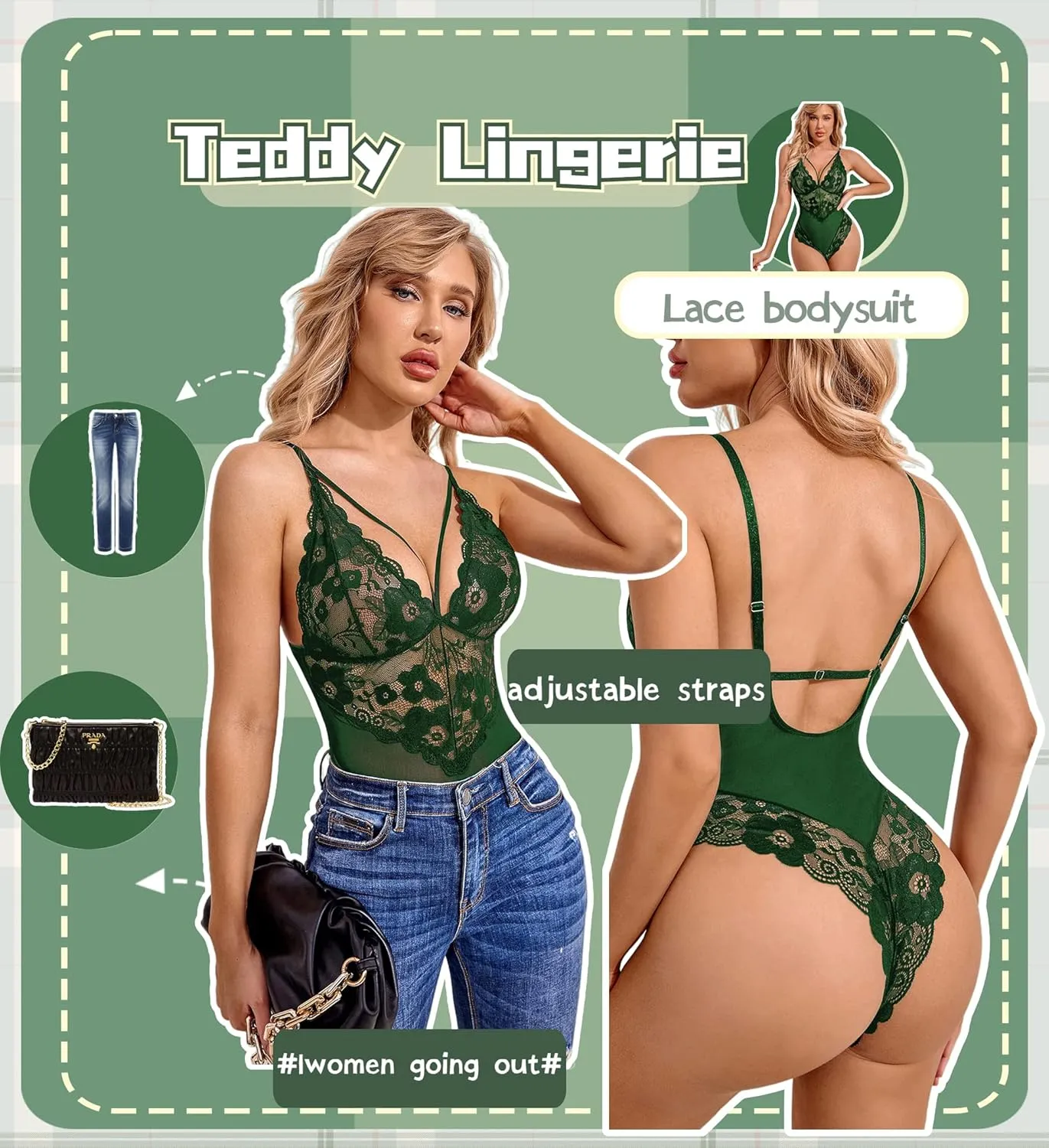Avidlove Womens Snap Crotch Lingerie Lace Teddy One Piece Babydoll Sexy Mini Bodysuit