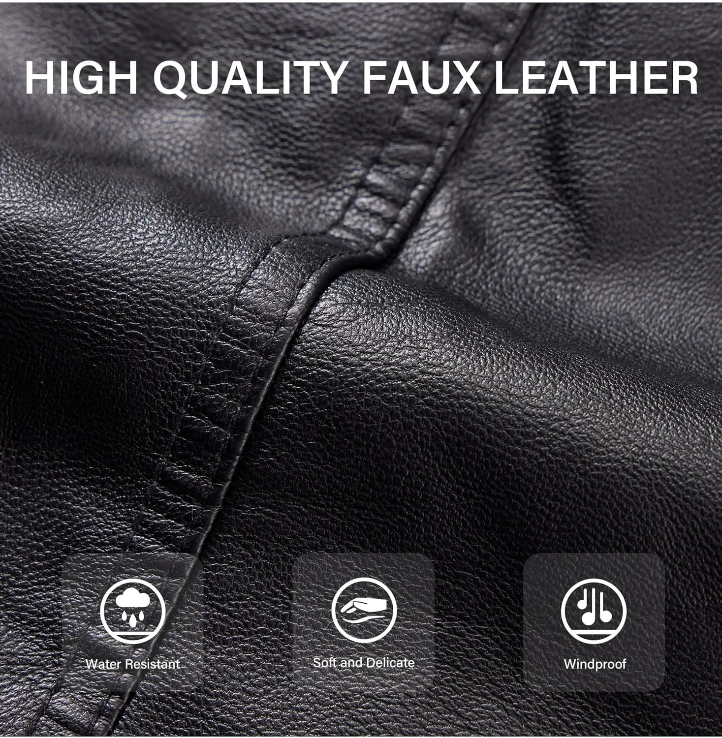 Bellivera Women's Faux Leather Jacket Moto Biker Sherpa-Lined Coat with Removable Fur Collar