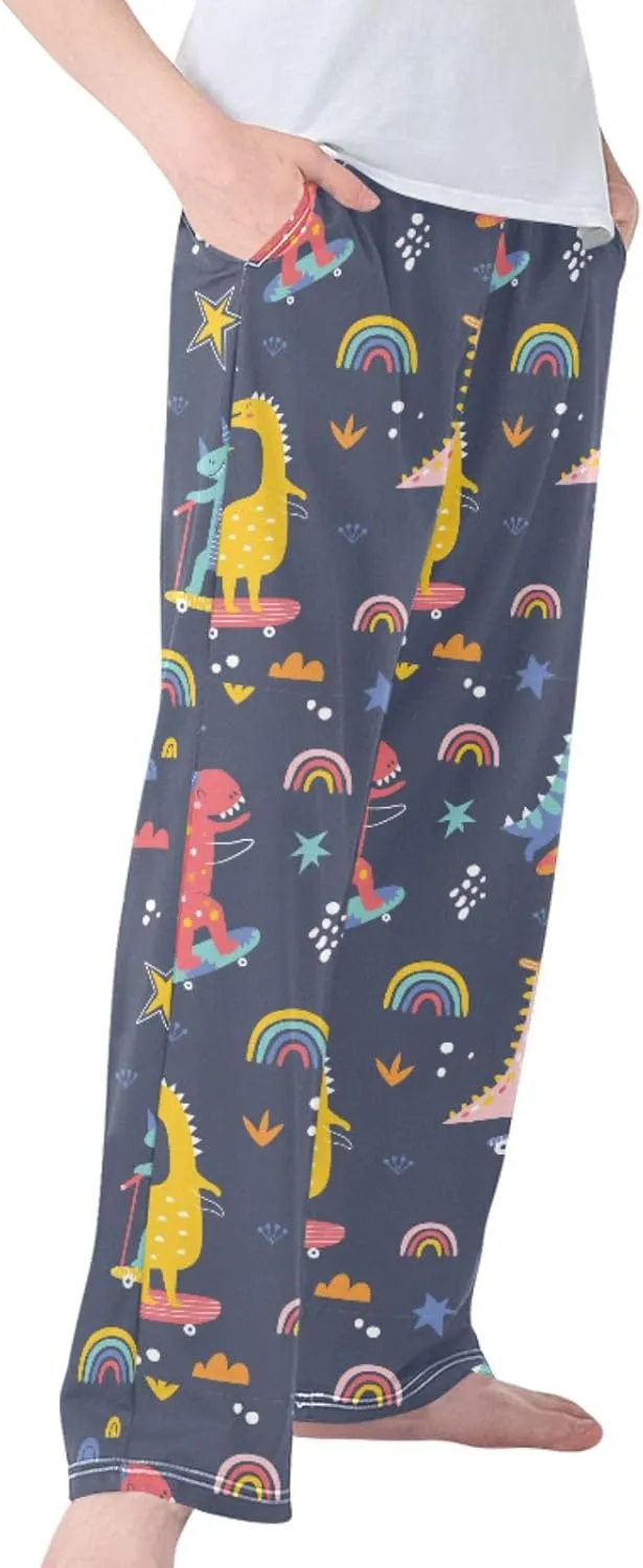 Boys' Pants Cute Funny Skater Dinosaurs Long Bottoms Stars Rainbow Jogger Pants Elastic Waist Trousers with Pockets S