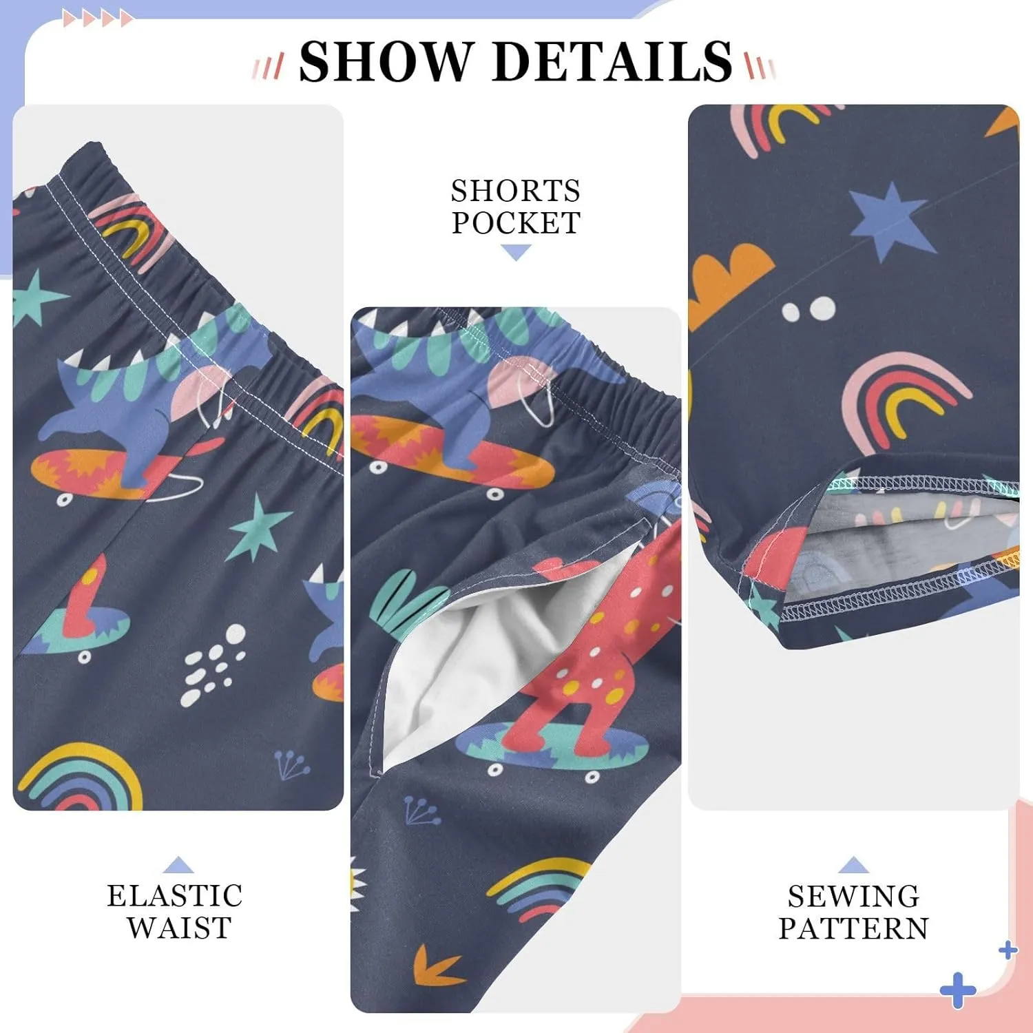 Boys' Pants Cute Funny Skater Dinosaurs Long Bottoms Stars Rainbow Jogger Pants Elastic Waist Trousers with Pockets S