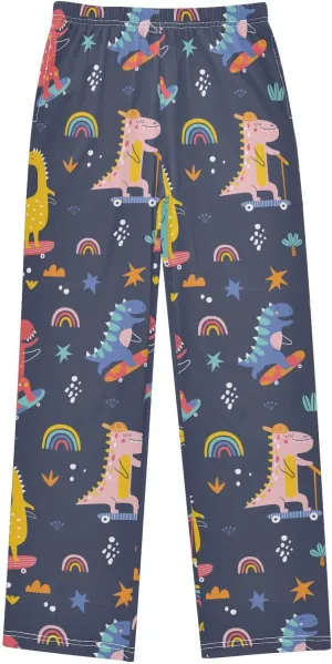 Boys' Pants Cute Funny Skater Dinosaurs Long Bottoms Stars Rainbow Jogger Pants Elastic Waist Trousers with Pockets S