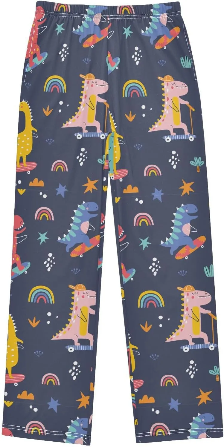 Boys' Pants Cute Funny Skater Dinosaurs Long Bottoms Stars Rainbow Jogger Pants Elastic Waist Trousers with Pockets S