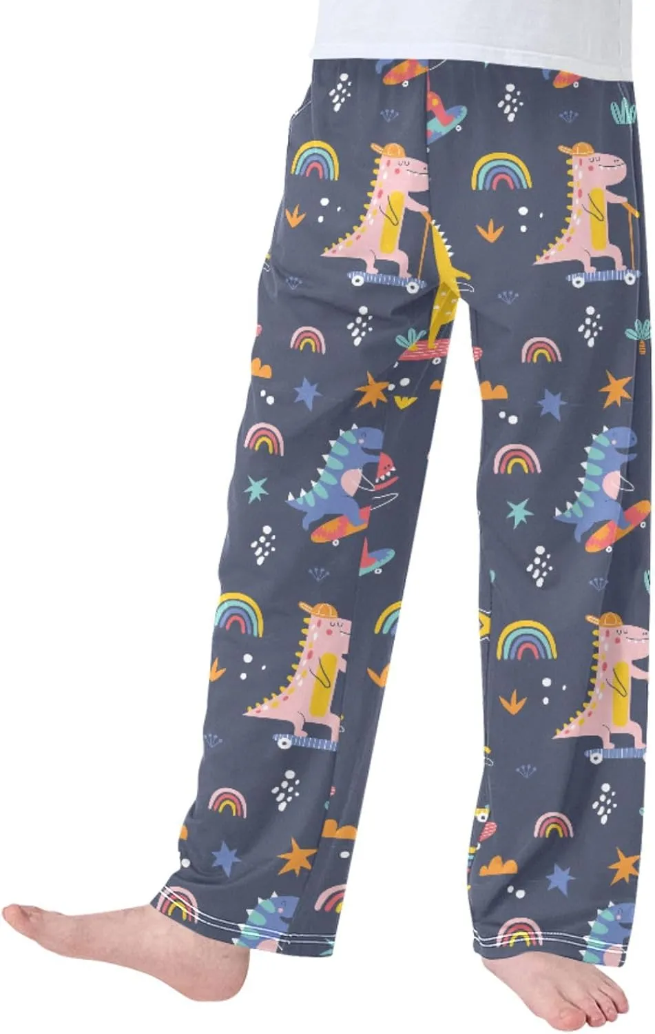 Boys' Pants Cute Funny Skater Dinosaurs Long Bottoms Stars Rainbow Jogger Pants Elastic Waist Trousers with Pockets S