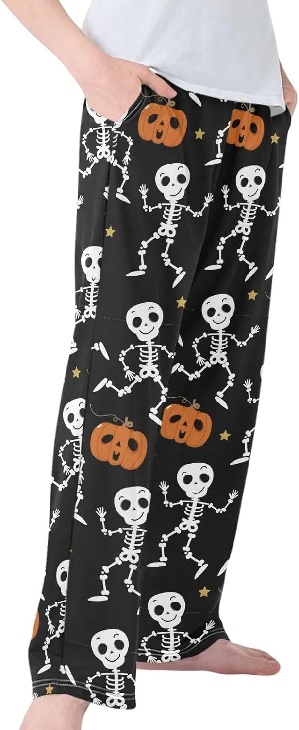 Boys' Pants Cute Skeleton Dance Long Bottoms Halloween Pumpkin Stars Jogger Pants Elastic Waist Trousers with Pockets S