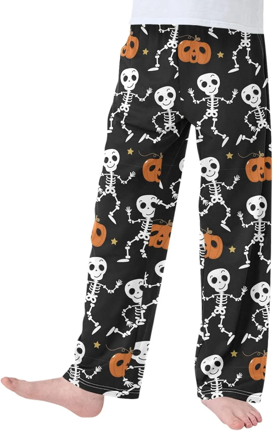 Boys' Pants Cute Skeleton Dance Long Bottoms Halloween Pumpkin Stars Jogger Pants Elastic Waist Trousers with Pockets S