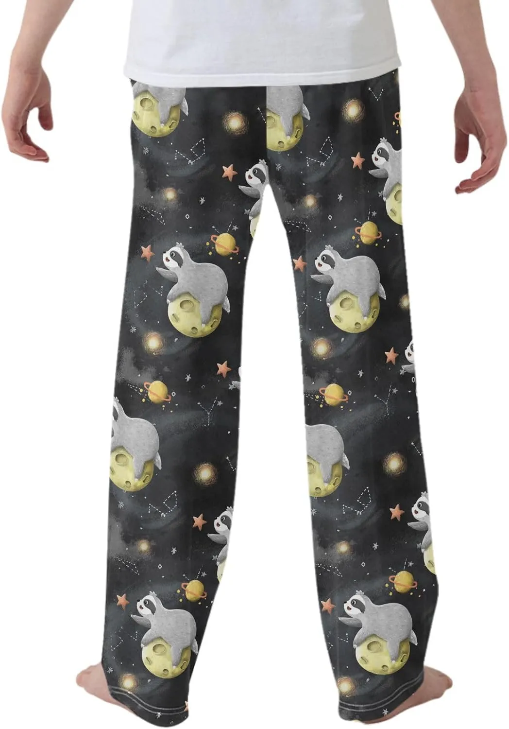 Boys' Pants Funny Sloth Astronaut Long Bottoms Space Starry Sky Stars Planets Jogger Pants Elastic Waist Trousers Pockets S