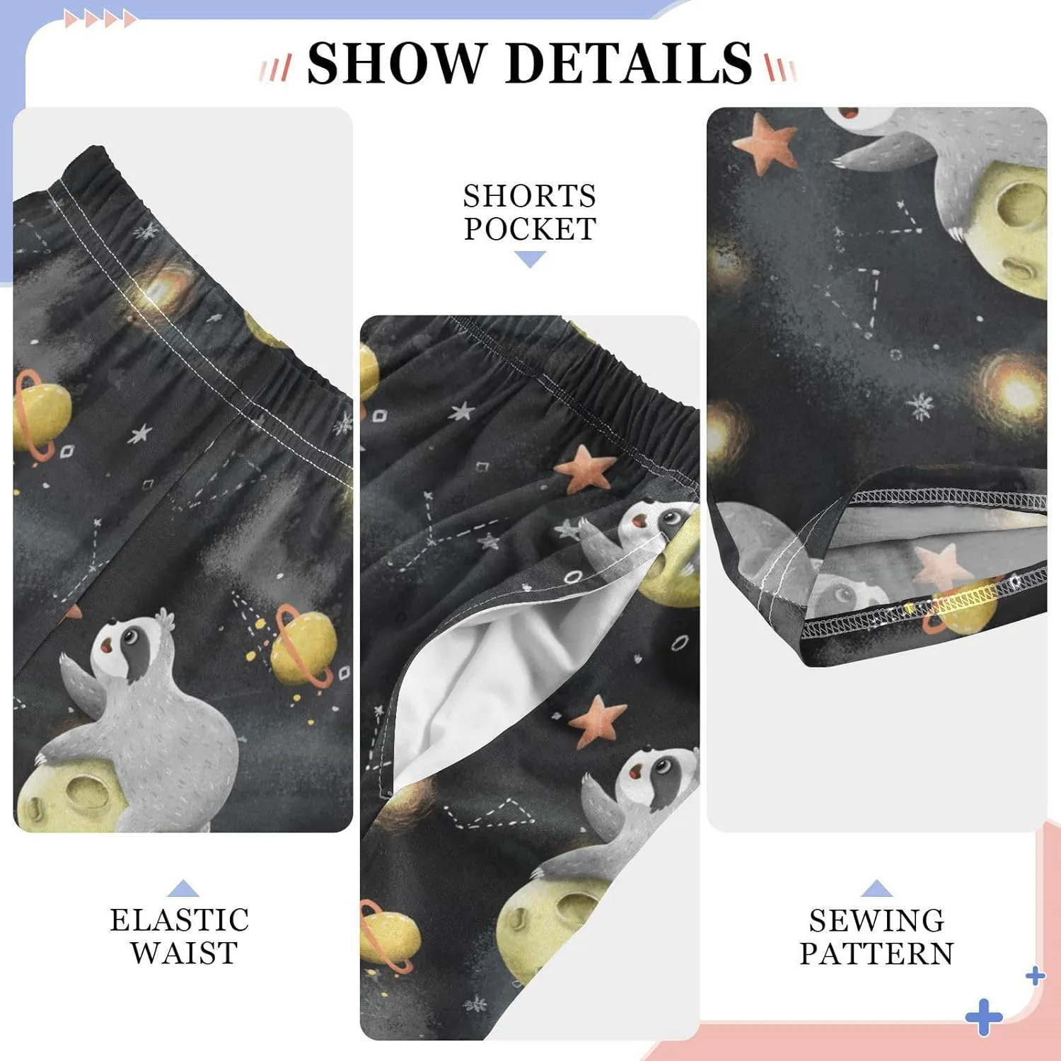 Boys' Pants Funny Sloth Astronaut Long Bottoms Space Starry Sky Stars Planets Jogger Pants Elastic Waist Trousers Pockets S
