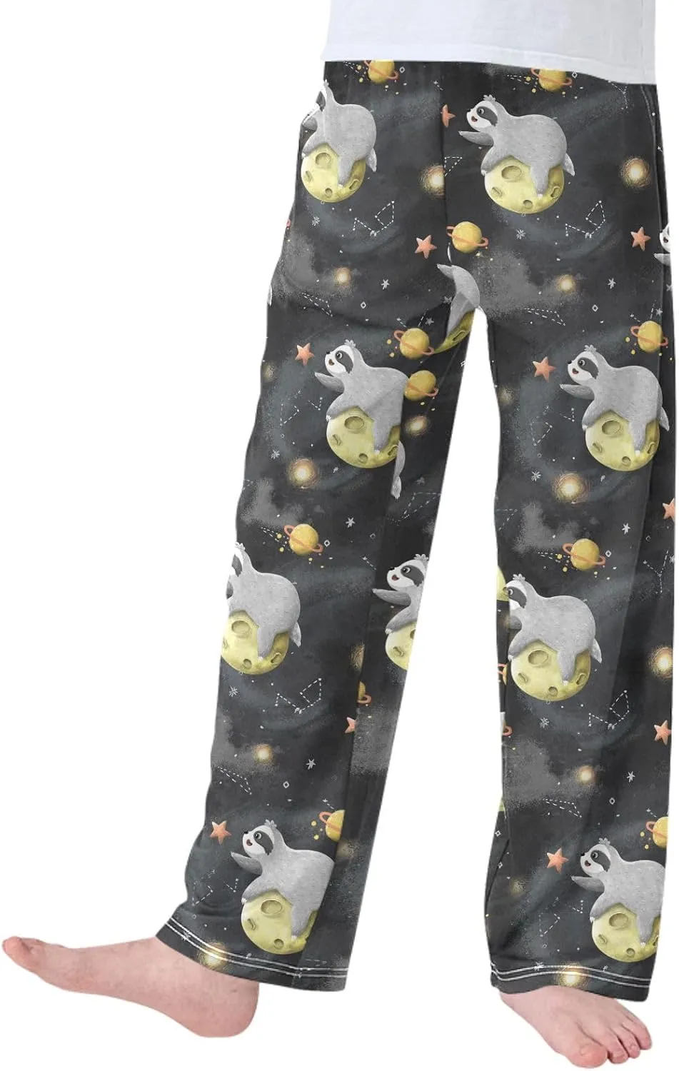 Boys' Pants Funny Sloth Astronaut Long Bottoms Space Starry Sky Stars Planets Jogger Pants Elastic Waist Trousers Pockets S