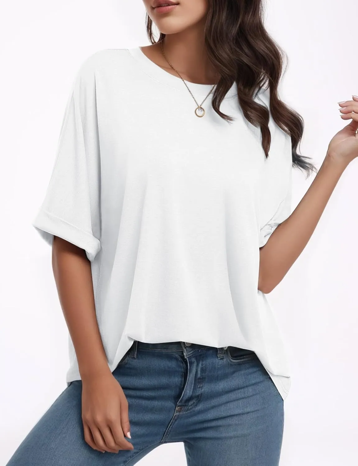 Buauty Womens Oversized Short Sleeve Tshirt, Plus Size Tops Loose Basic Crew Neck Tee, Summer Business Casual Top 2025 Trendy