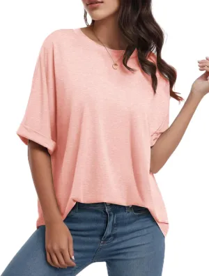 Buauty Womens Oversized T Shirts, Graphic Tees Letter Print Short Sleeve Tops Loose Fit Crewneck Top, Summer Casual Y2K 2025 Pink