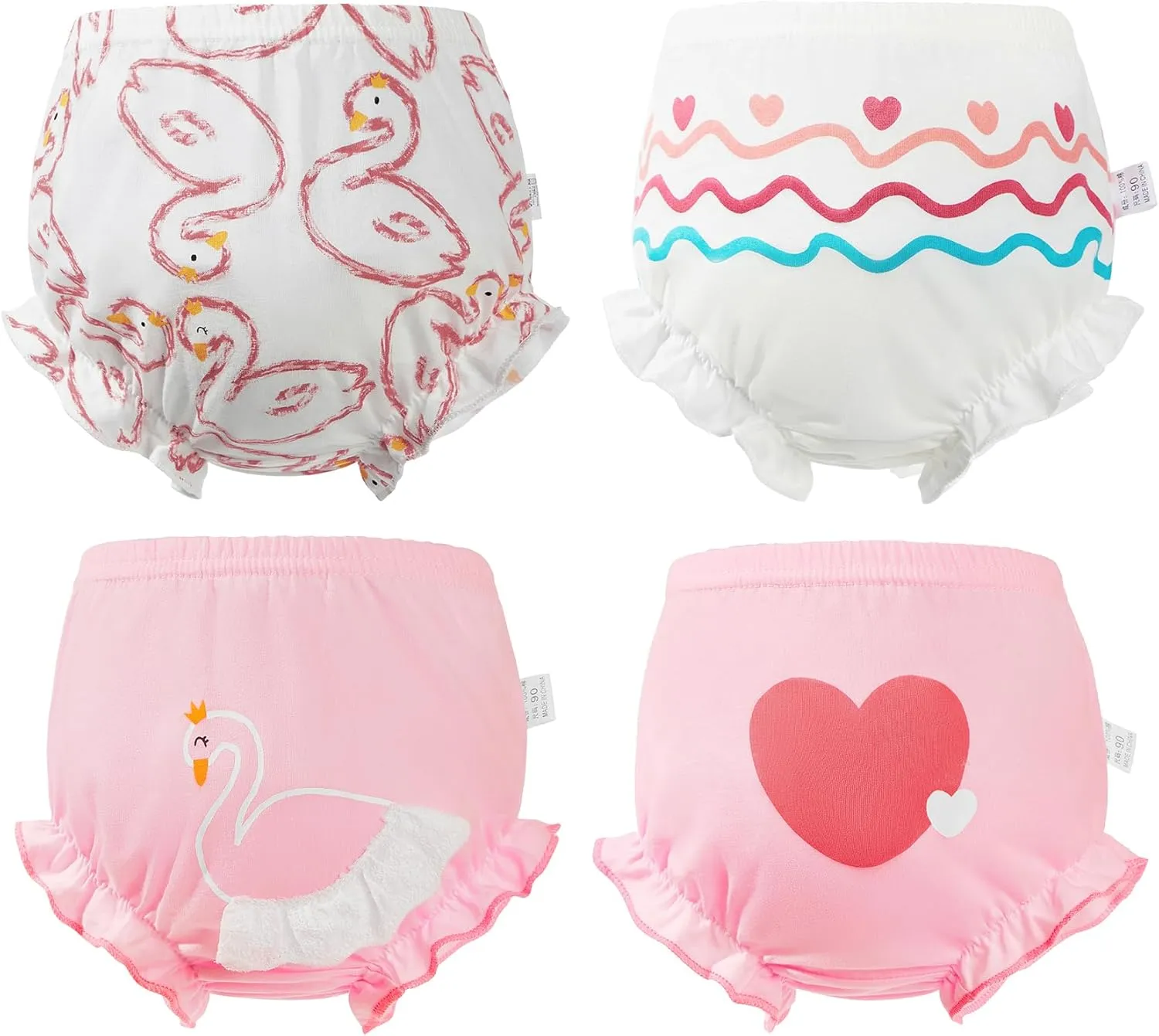 Durio 4Pcs Diaper Covers for Girls Baby Bloomers for Toddler Girls Ruffle Cute Cotton Baby Girl Shorts Toddler Girl Bloomers