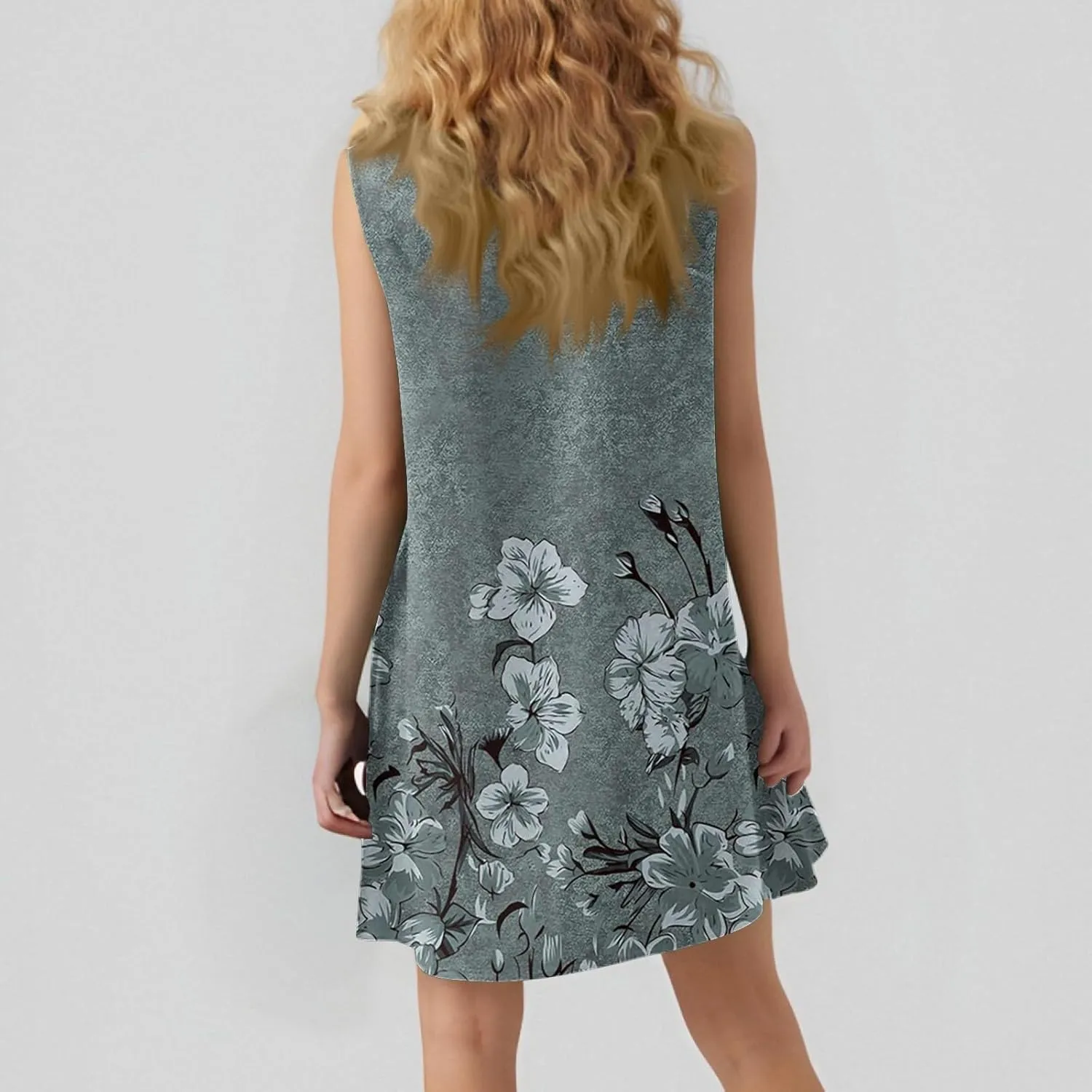 FlekmanArt Summer Dresses for Women 2025 Loose Beach Vacation Casual Crew Neck Sleeveless Sundress with Pockets Tank Dress