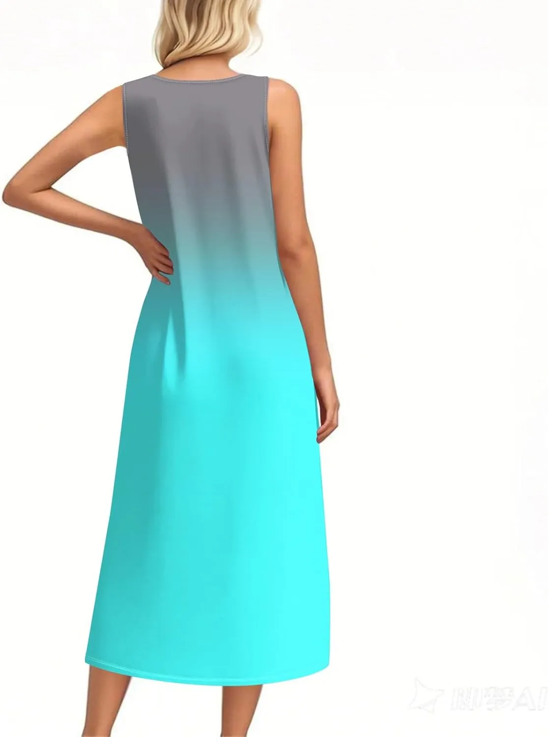 FlekmanArt Women's Summer Maxi Dress 2025 Sleeveless Button Down Casual Loose Long Beach Sundress Travel Vacation Outfits