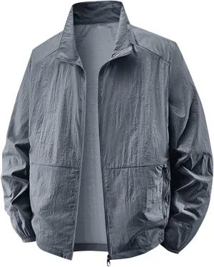 Full Zip Up Sun Protection Hoodie Jacket For Men 2025 Outdoor Hiking Fishing Coat Long Sleeve Lightweight UV Shirts