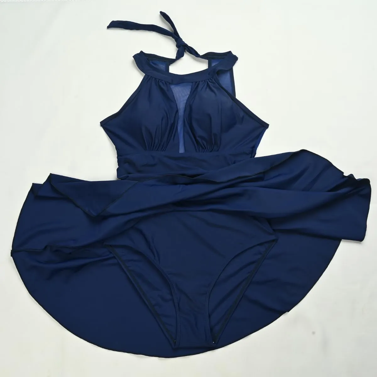 FYMNSI Swim Dress for Women Tummy Control Swimsuits One Piece Bathing Suit Mesh Swimwear with Built-in Shorts Beachwear