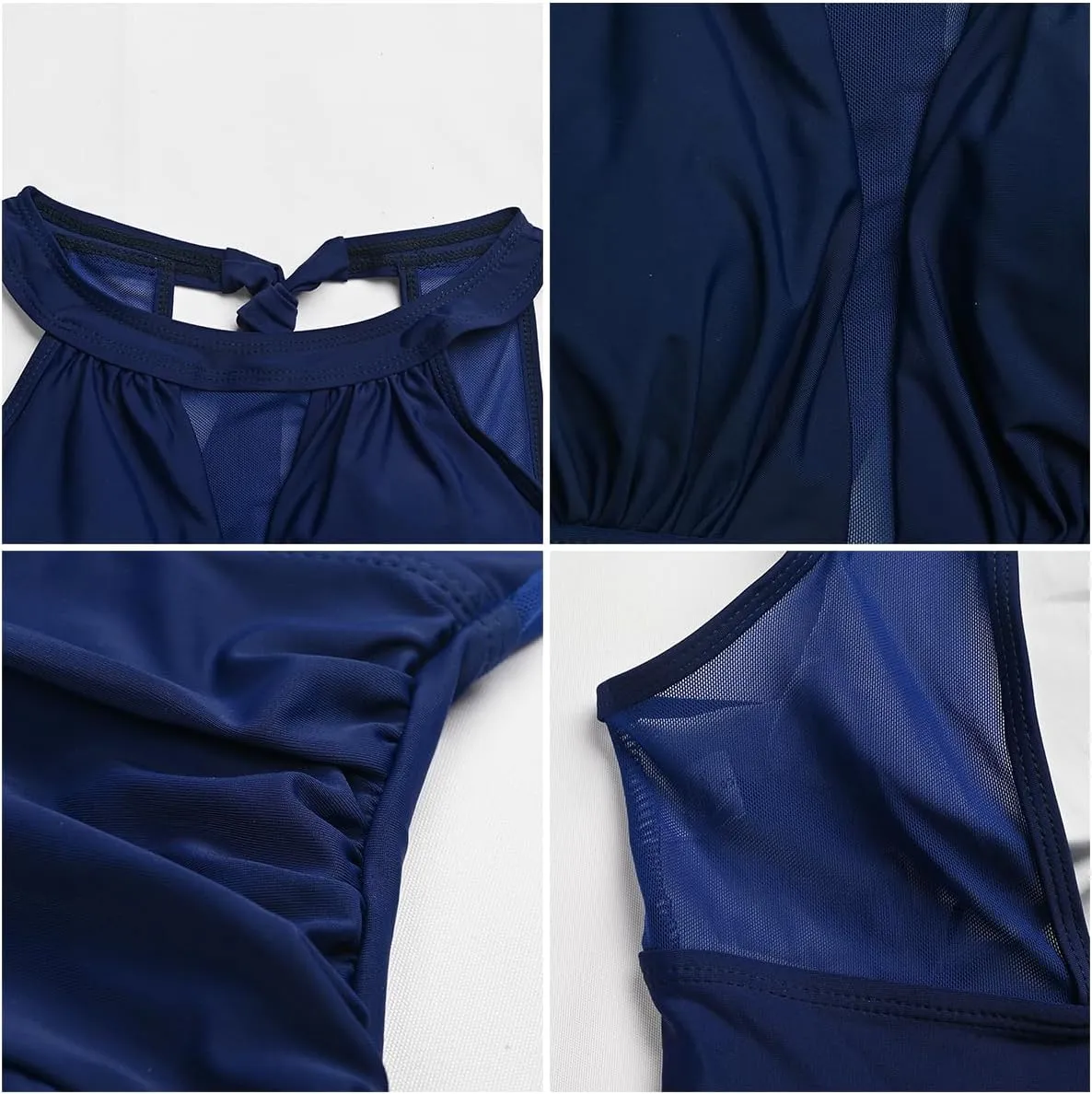 FYMNSI Swim Dress for Women Tummy Control Swimsuits One Piece Bathing Suit Mesh Swimwear with Built-in Shorts Beachwear