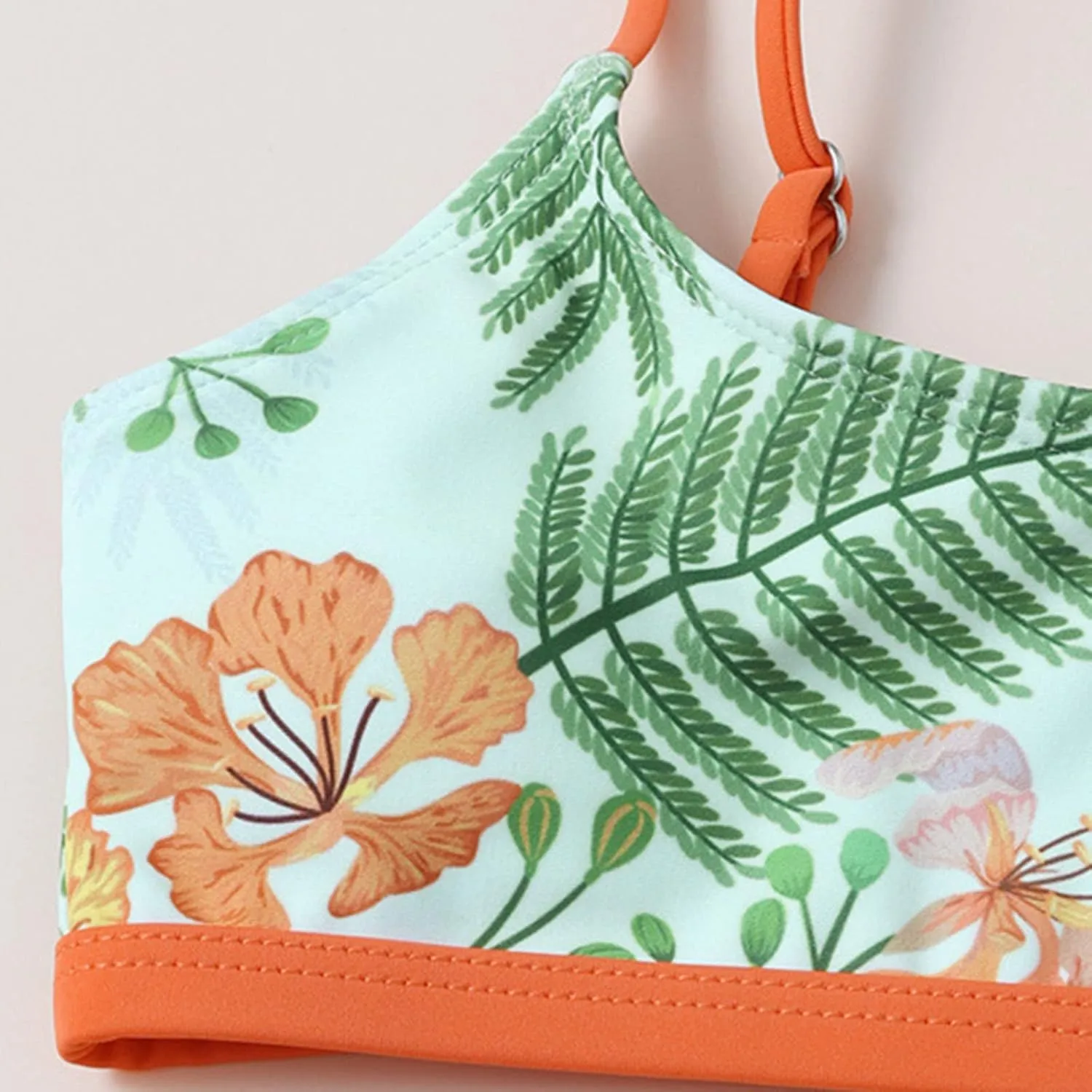 Girls Swimsuit 3 Piece Tropical Print Bikini Set Modest Swim Skirt String Bikini Swimsuit Bathing Suit Tops Swimwear