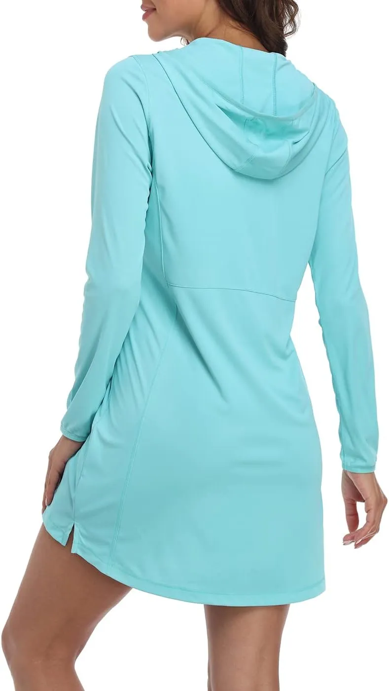 HDE Beach Coverups for Women UPF 50 Long Sleeve Swim Cover Up Dress with Hood