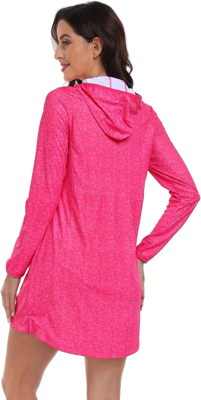 HDE Beach Coverups for Women UPF 50 Long Sleeve Swim Cover Up Dress with Hood
