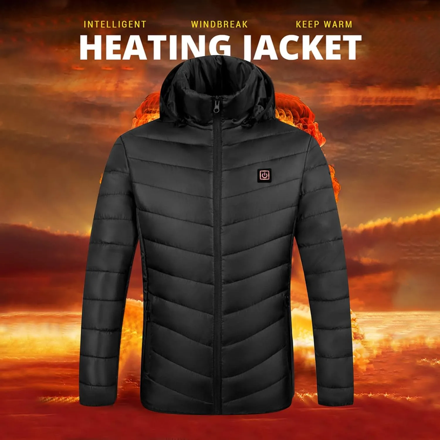 Heated Jacket for Men Multi Heated Zones Women 2024 Winter Outdoor Soft Shell Electric Heating Hooded Windproof Coat