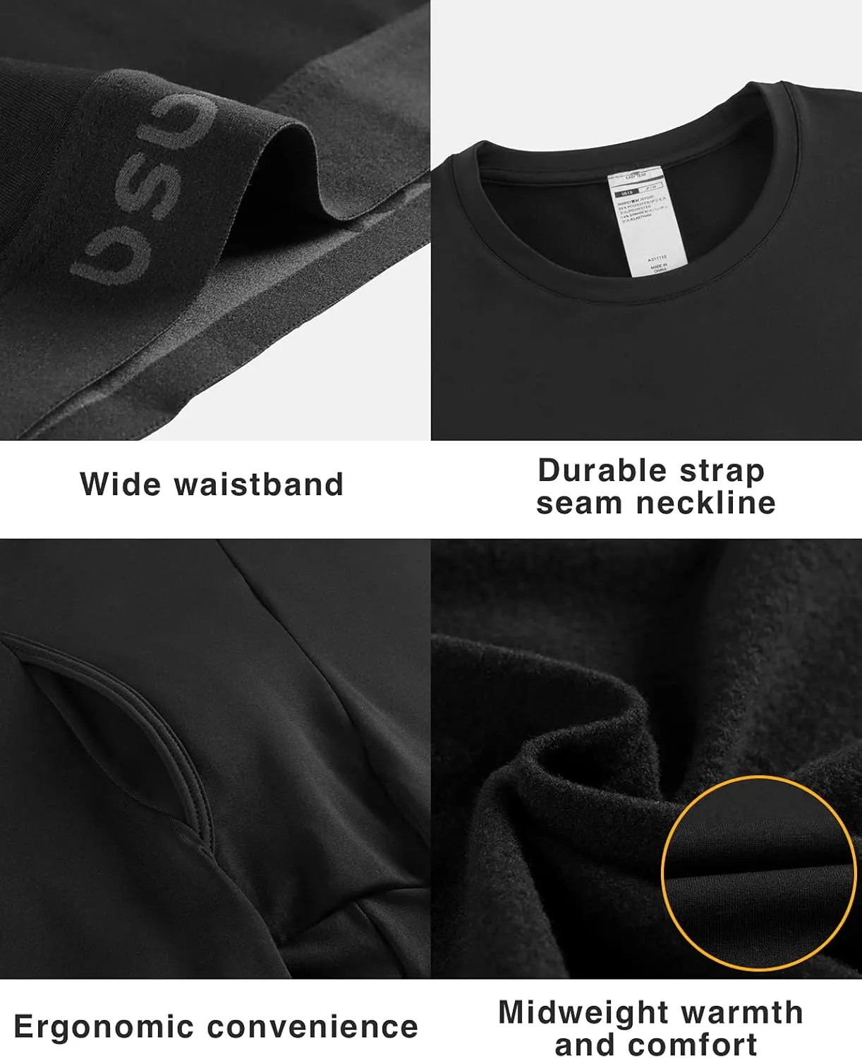 LAPASA Men's Thermal Underwear Set Soft Fleece Lined Long Johns Light/Mid/Heavy Weight Base Layer Top & Bottom M11/M24/M57