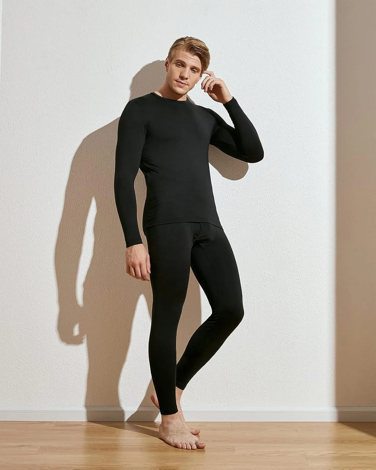 LAPASA Men's Thermal Underwear Set Soft Fleece Lined Long Johns Light/Mid/Heavy Weight Base Layer Top & Bottom M11/M24/M57