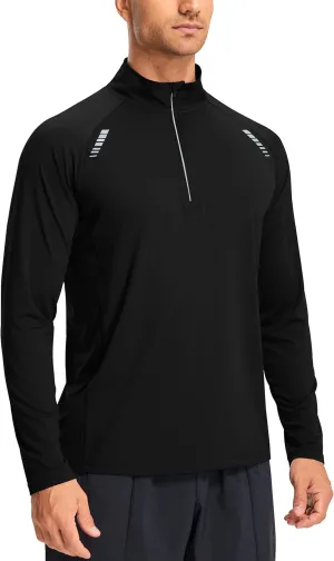 Libin Men's Running Shirts Long Sleeve Pullover Quarter Zip Athletic Workout Shirts Casual Lightweight Stretch UPF 50 