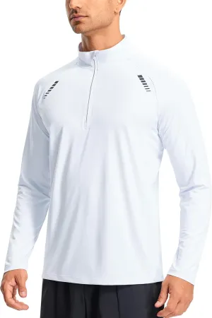 Libin Men's Running Shirts Long Sleeve Pullover Quarter Zip Athletic Workout Shirts Casual Lightweight Stretch UPF 50 