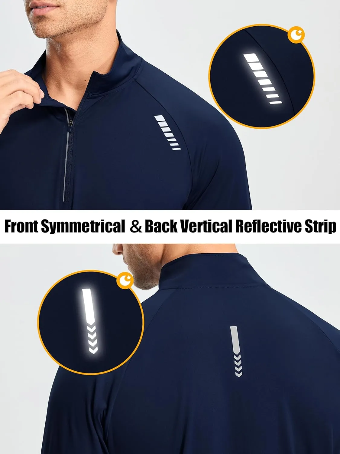 Libin Men's Running Shirts Long Sleeve Pullover Quarter Zip Athletic Workout Shirts Casual Lightweight Stretch UPF 50 