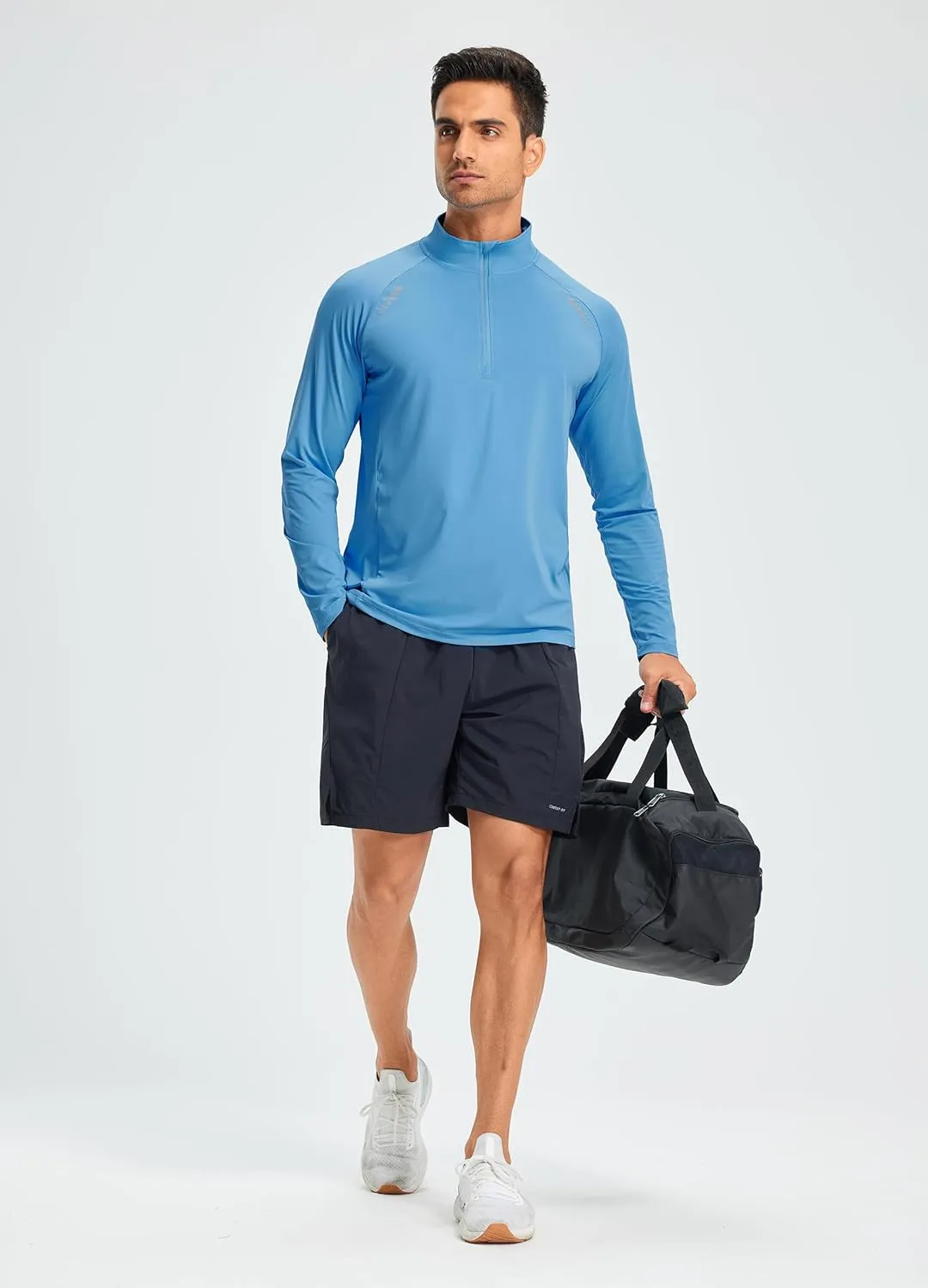 Libin Men's Running Shirts Long Sleeve Pullover Quarter Zip Athletic Workout Shirts Casual Lightweight Stretch UPF 50 
