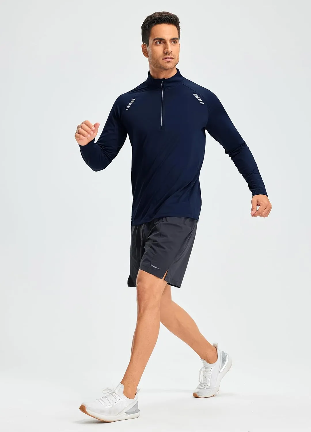 Libin Men's Running Shirts Long Sleeve Pullover Quarter Zip Athletic Workout Shirts Casual Lightweight Stretch UPF 50 