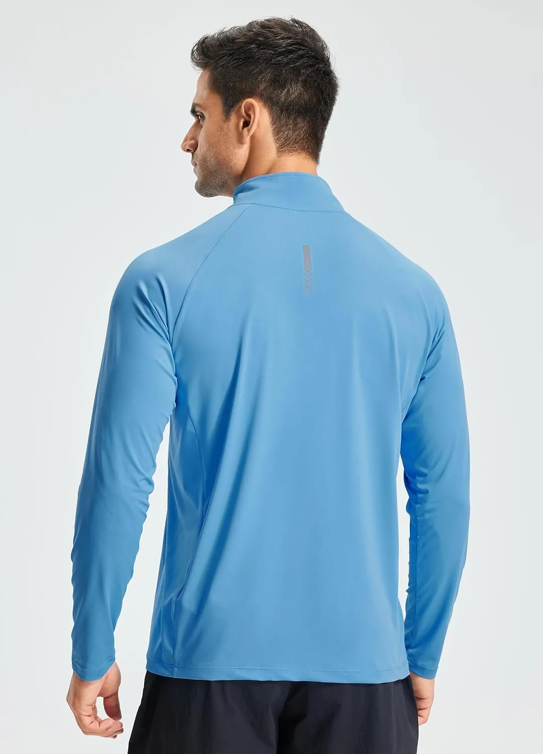 Libin Men's Running Shirts Long Sleeve Pullover Quarter Zip Athletic Workout Shirts Casual Lightweight Stretch UPF 50 