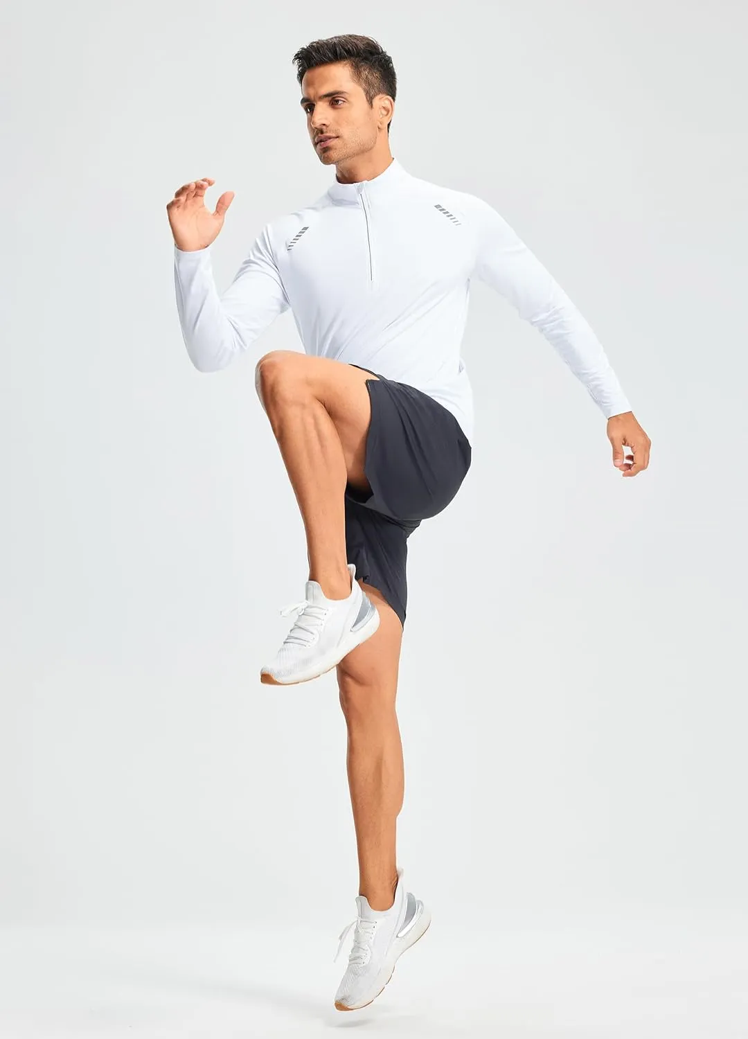 Libin Men's Running Shirts Long Sleeve Pullover Quarter Zip Athletic Workout Shirts Casual Lightweight Stretch UPF 50 