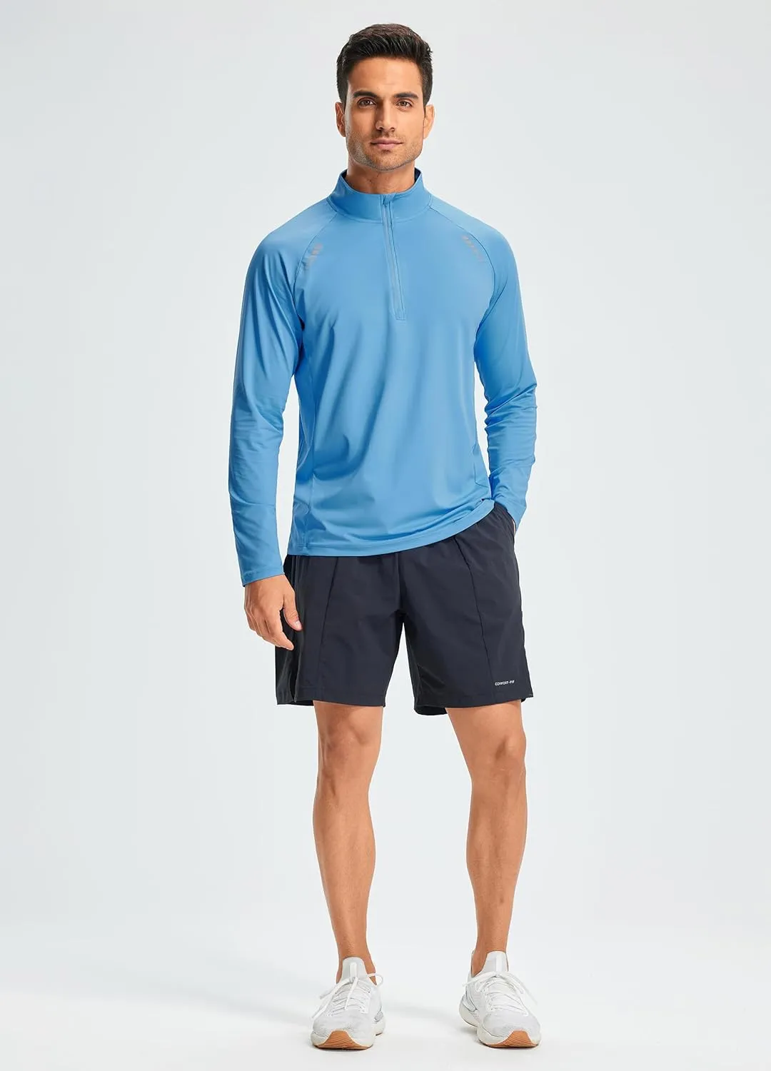 Libin Men's Running Shirts Long Sleeve Pullover Quarter Zip Athletic Workout Shirts Casual Lightweight Stretch UPF 50 