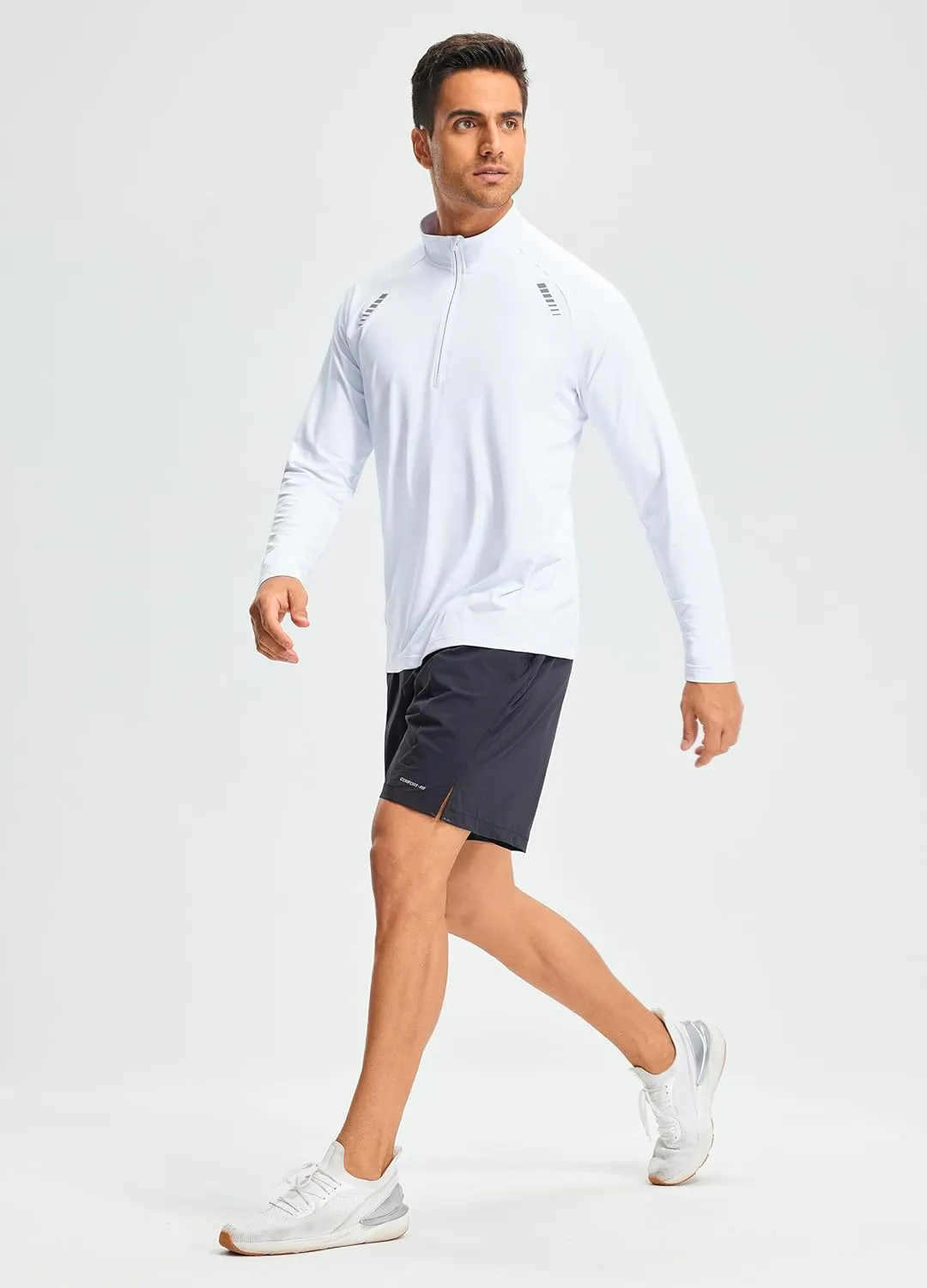 Libin Men's Running Shirts Long Sleeve Pullover Quarter Zip Athletic Workout Shirts Casual Lightweight Stretch UPF 50 