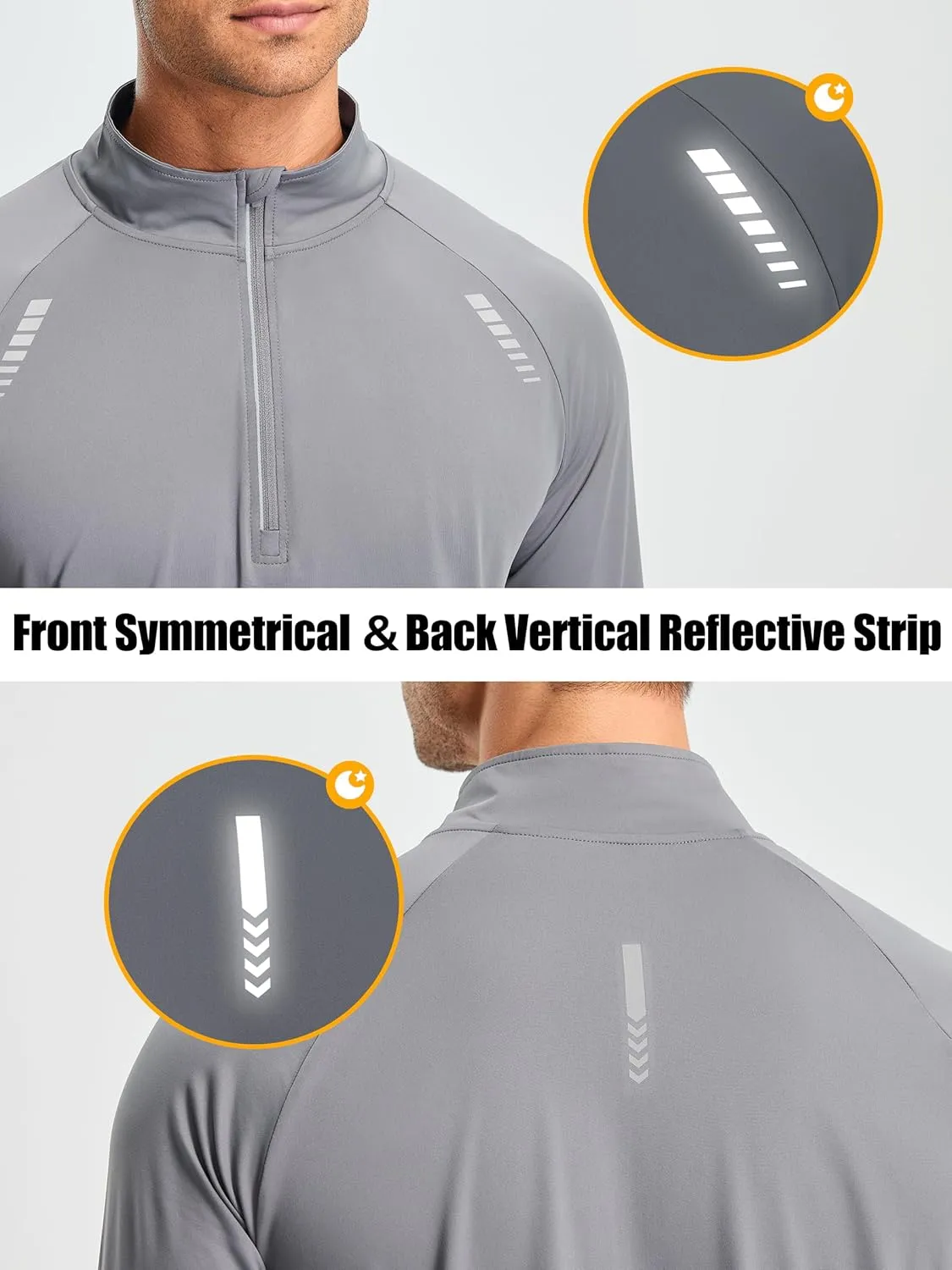 Libin Men's Running Shirts Long Sleeve Pullover Quarter Zip Athletic Workout Shirts Casual Lightweight Stretch UPF 50 