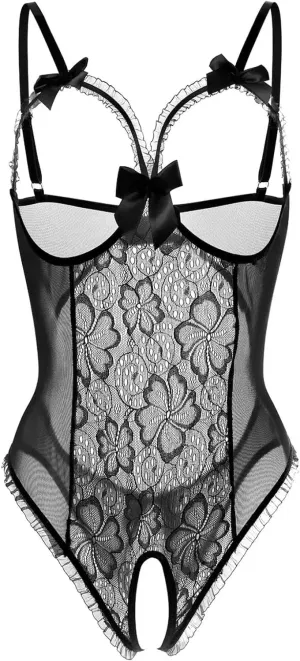 Lingerie for Women Sexy Teddy One-Piece Lace Babydoll Bodysuit Nightie Plus Size