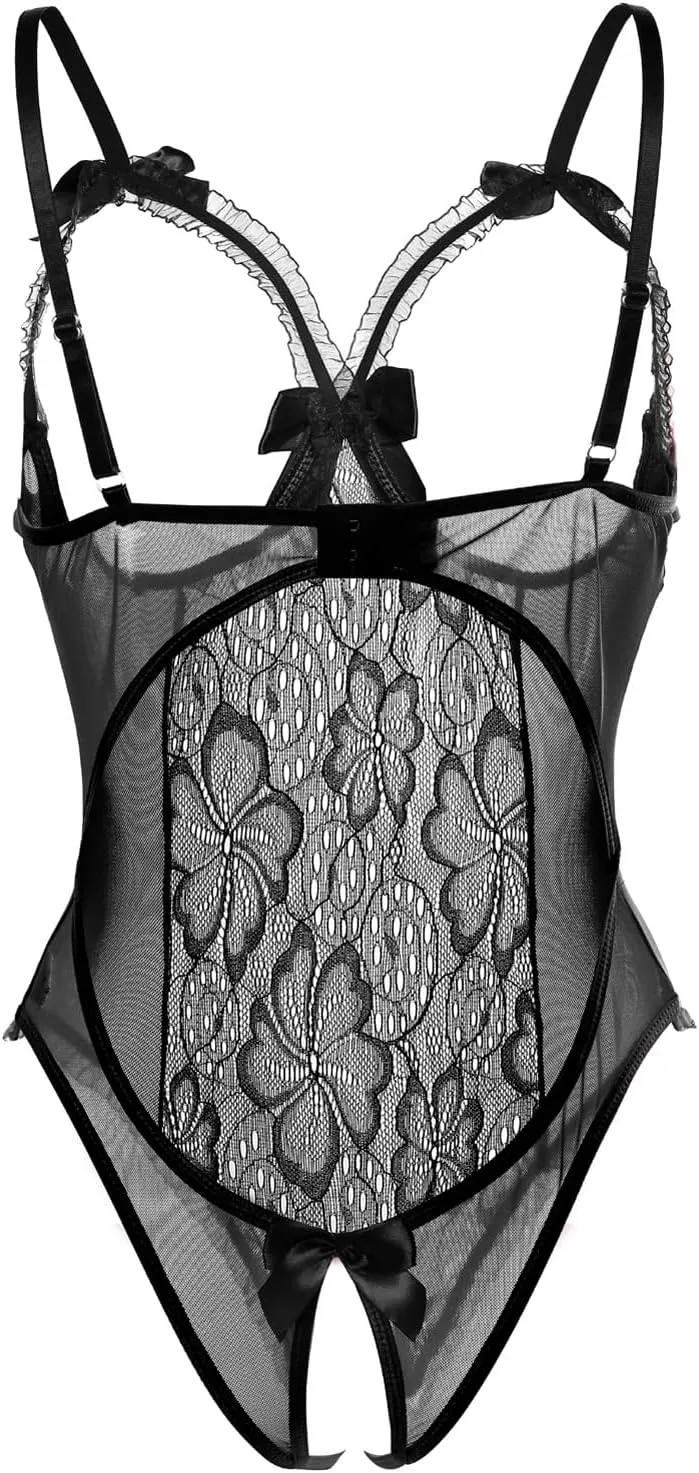Lingerie for Women Sexy Teddy One-Piece Lace Babydoll Bodysuit Nightie Plus Size