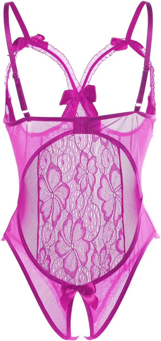 Lingerie for Women Sexy Teddy One-Piece Lace Babydoll Bodysuit Nightie Plus Size