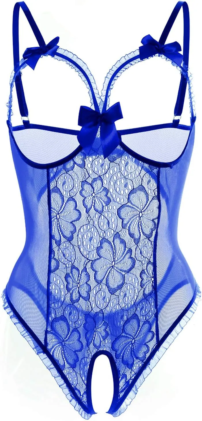 Lingerie for Women Sexy Teddy One-Piece Lace Babydoll Bodysuit Nightie Plus Size