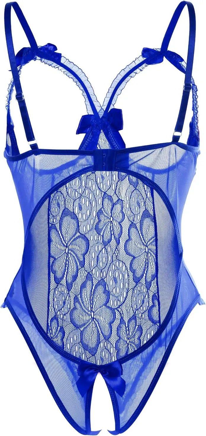 Lingerie for Women Sexy Teddy One-Piece Lace Babydoll Bodysuit Nightie Plus Size