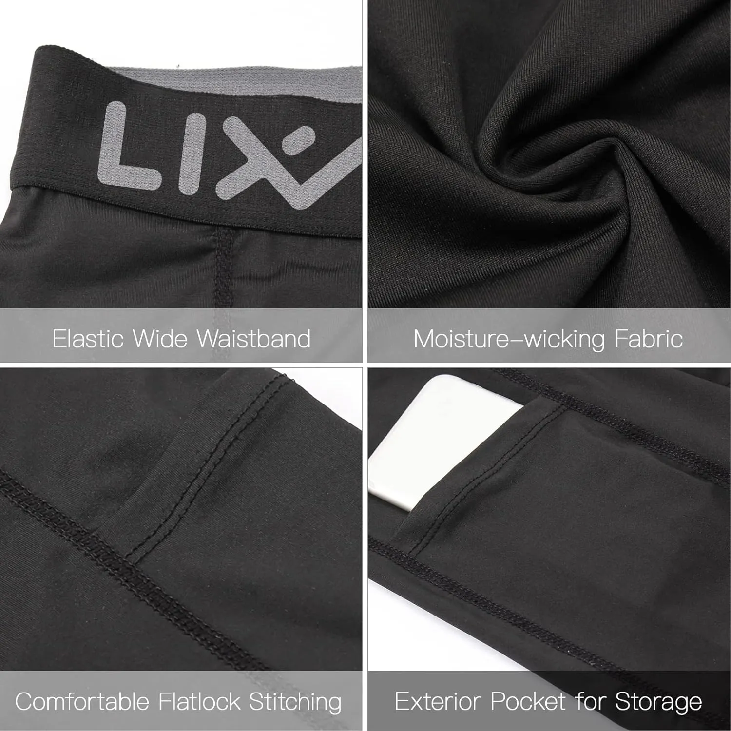 Lixada Men's Compression Shorts Pants 3Packs, Performance Sports Baselayer Cool Dry Tights Active Workout Underwear